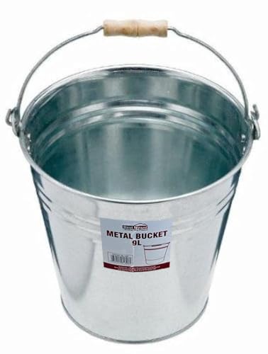 Best House | 9L 12L 15L 18 L | Metal Bucket | Galvanised | Multipurpose Strong Steel Wooden Handle | Indoor/Outdoor | Home Garden Bathroom and Garden Waste (Pack of 1) - 9 Litres