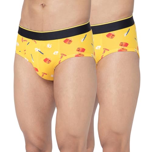 Image of Bummer Men's Printed Micro Modal Briefs Underwear | Ultra Soft & Breathable | Combo Pack of 2