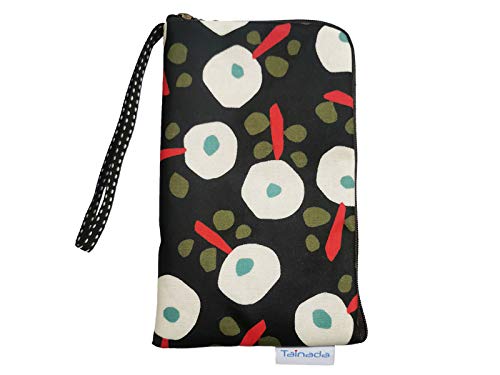 Image of Taianda Women Phone Wristlet Wallet Pouch, Dual Slots (Nordic Floral Black)