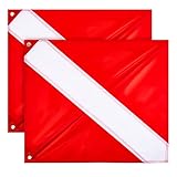 2 Pcs Scuba Diving Flag Dive Flag for Boat 20 x 24 Inch Diver Down Boat Flag Outdoor with Collapsible Removable Stiffening Pole, Scuba Diver Flag for Snorkeling Float Swim Buoy Spearfishing Freediving