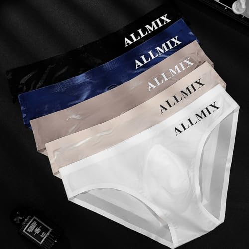 Men’s Ice Silk Boxer Briefs 2Pcs Seamless Thongs Flexible G-String Underwear for Sports Homewear2