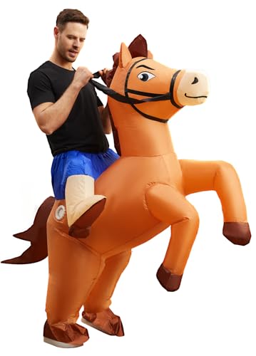 Poptrend Costume de cheval gonflable pour adultes et enfants, costume de cheval gonflable pour hommes, femmes, Halloween, fête costumée (adulte)