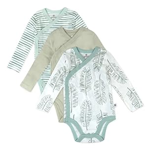 HonestBaby Baby Long Sleeve Side-Snap Organic Cotton Kimono Bodysuits (3 Pack)
