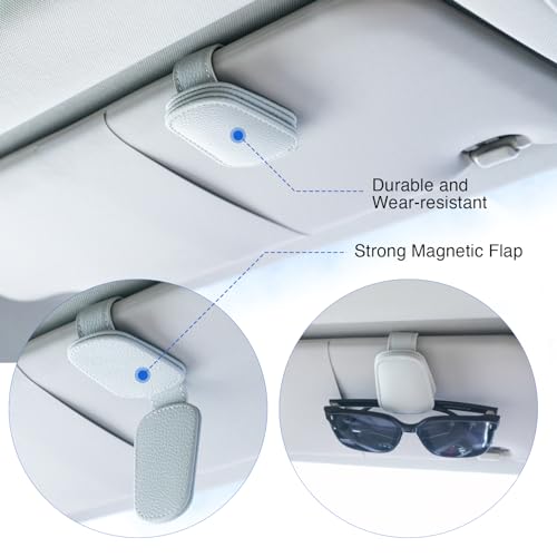 wenvastree Suportes de óculos de sol para viseira de sol de carro - Suporte magnético de couro para