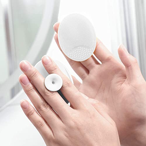 Luckyiren Silicone Face Scrubber Exfoliator Facial Cleansing Pads Precision Pore Cleansing Pad Acne Blackheads Removing Face Brush Baby Shower Tool Brushes (Grey+White; 4 Pack) #TOP3