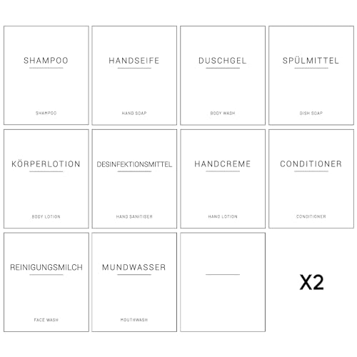 3 Stück 500ml Seifenspender mit 22 Weißen Etiketten Lotionspender aus PET-Kunststoff Leere Flasche Geeignet für Badezimmer(Weiße)