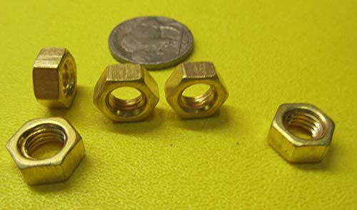 Brass Hex Nuts RH M7 x 1 Thread x 11mm W x 5.5mm H 20 Pcs