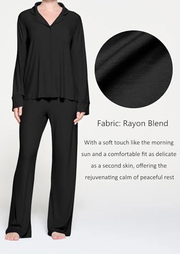 Womens Pajama Sets 2 Piece Button Down Long Sleeve Soft Knitted Sleepwear Pjs Lounge Sets Nightwear2