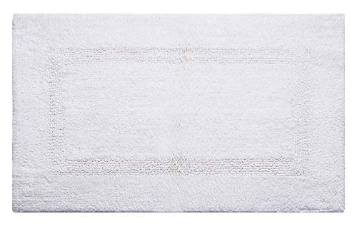 Better Trends Lux Collection in Race Track Pattern 100% Cotton Reversible Bath Mat Rug, 24" x 40", White - Thumbnail 2