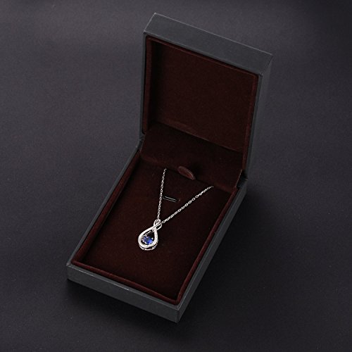 Caperci Sterling Silver Blue Sapphire Jewelry Infinity Pendant Necklace - Mothers Day Necklace Gift for Wife Women - Thumbnail 5