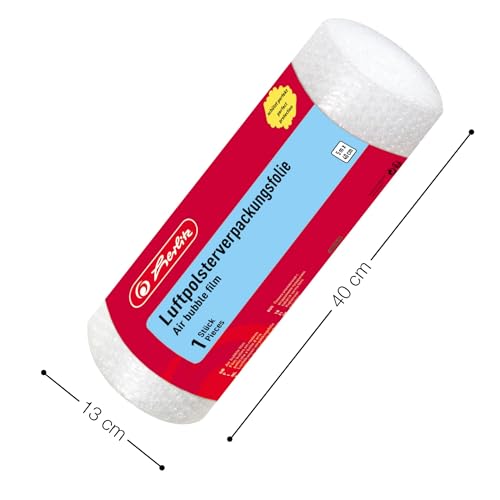 Herlitz Luftpolsterfolie, gerollt, 1 Rolle im Polybeutel, 5 m x 40 cm