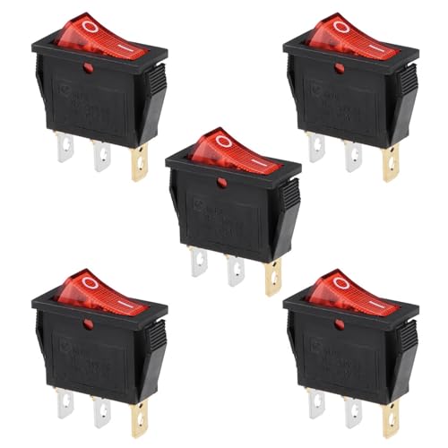 #US 5 X Boat Red LED DC 12/24V Toggle Switch AC 250V/15A 125V/20A