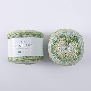 SHIKE Fairyland Gradient Color Cotton Cake Yarn,Medium-Fine Multicolor Rainbow Yarn for Knitting or Crocheting,100g 60% Cotton 30% Acrylic 10% Wool,Self Striping Ombre Air Yarn (67, 1 Ball)