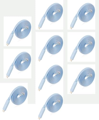 ETZIN USB-C Console Cable, 6ft USB Type C to RJ45 Serial Adapter Essential Accessory of Cis-co, NET-GEAR, Ubiqu-ity, LIN-KSYS, Rou-ters/Switches for Laptops EPL-1370CC (Pack of 10)