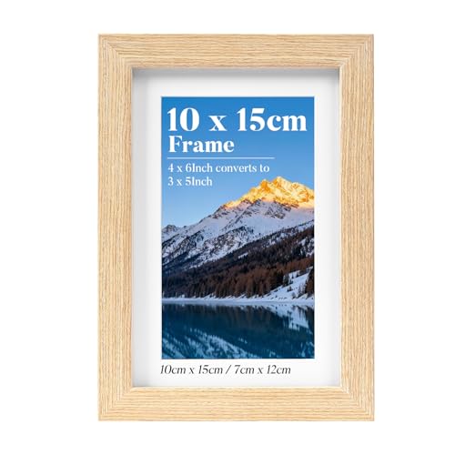 HOUSE DAY Bilderrahmen 10x15, Mini Bilderrahmen Holz, Fotorahmen 10x15, Massivholz A6 Holzrahmen Klein für Postkartengröße, Familie, Landschaft,Haustier-Gedenkseite, Hochzeit, 1er-Pack