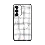 CASETiFY コンパクト for Samsung Galaxy S26+ ケース [MagSafe対応/薄型 軽量/耐衝撃] - Wavy Grid by Poketo - ブラック