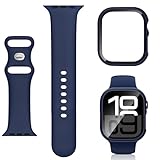 Cinturino in silicone con custodia compatibile con cinturino Apple Watch per bambini, morbido cinturino sportivo e custodia protettiva con vetro temperato per iWatch Serie 10, 9, 8, 7, 6, 5, 4, 3, 2,