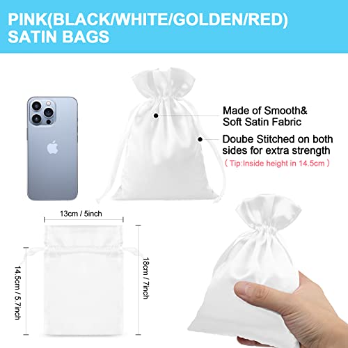 Beileinicehk 30Pcs Satin Gift Bags White Drawstring Bag,Gift Pouches For Christmas,Wedding Favor Bags,Small Jewellery Pouch 5X7 Inch #TOP1