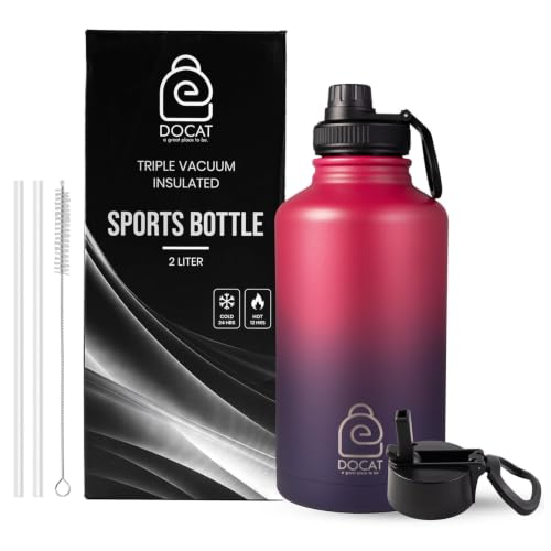 Image of DOCAT Water Bottle 2 Litre, Stainless Steel Sipper Water Bottle, Leak Proof Lid, Rust Proof, 24 Hours Hot and Cold Thermosteel Vacuum Insulated Water Bottle for Travel, Home, Gym, Office
