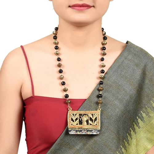 Image of AAKRITI ART CREATIONS Handcrafted Tribal & Wooden Necklace Collection | Dhokra, Ethnic, Brass & Artistic Designs | Royal, Boho & Nomadic-Inspired Statement Jewelry for Women