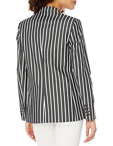Karl Lagerfeld Paris Women's Striped Notch Collar Jacket, Black Multi, 4 #TOP1