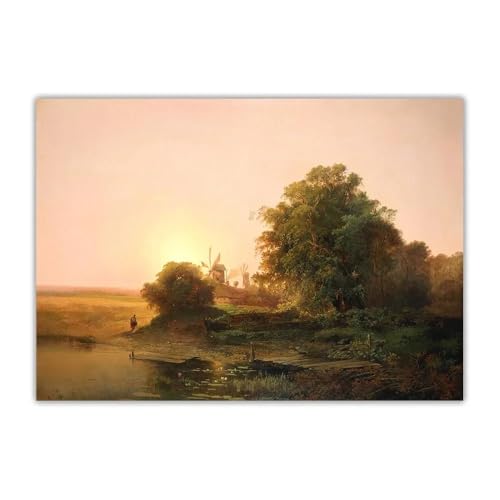 Toile Moulins d'été peinture à l'huile 40 x 60 cm pour habiller un mur vide