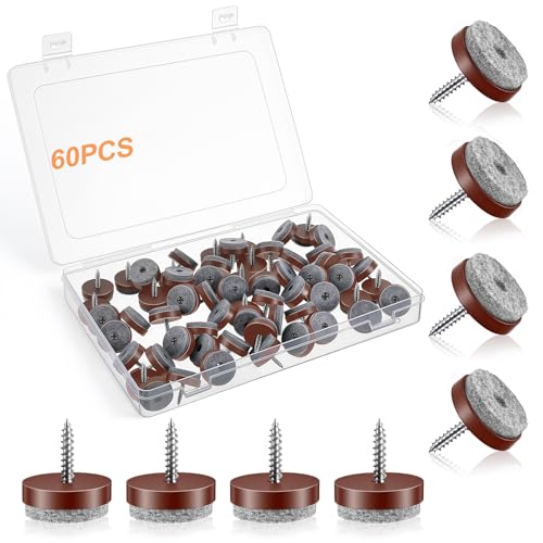 Otoolling 60 Pcs Brown Furniture Felt Pads, 0.8 Inch