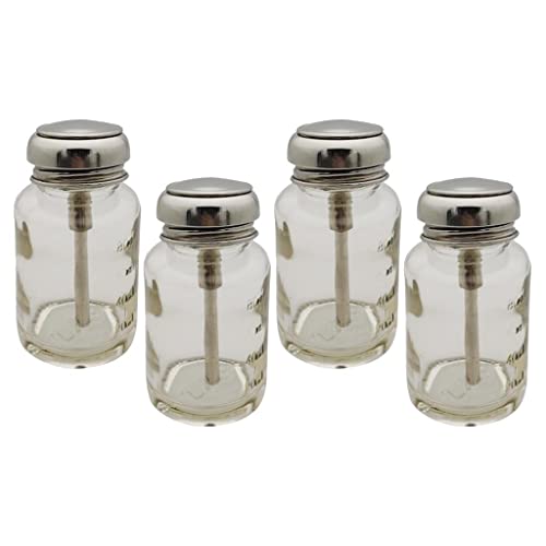 Newmind 4 Empty Clear Glass NailPolish Remover Pump Dispenser Leakproof Bottle Container