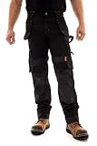 Men's Safety Work Trouser Construction Heavy Duty Cordura Mens Pants Knee Reinforced Holster Pockets