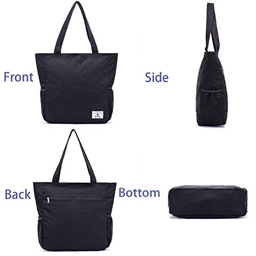 Image of ETidy Large Capacity Foldable Tote Bag With Zipper Waterproof Sandproof Women Beach Bag Handbag Gym Bag Travel Shopping Bag