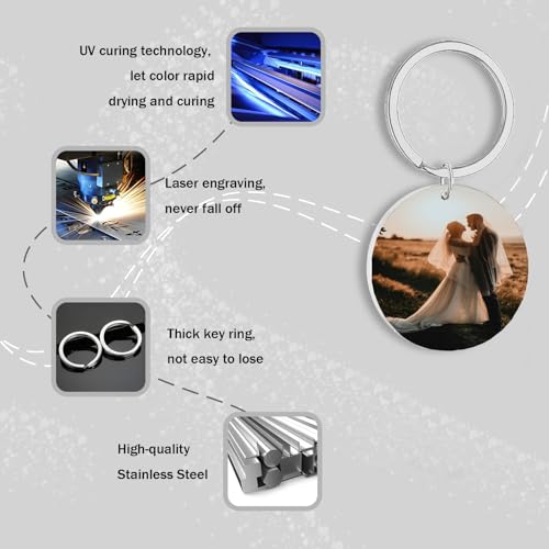 Generic CUSTOM KEYCHAIN WITH PICTURE Photo Keychain Personalized,Custom Photo/Text/Dog Tag Key+Icons,Men Women Couple Anniversary Custom Photo Keychain Gift thumb #2