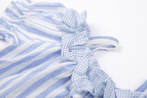 Mud Kingdom Big Girls Cold Shoulder Top Striped Cotton T-Shirt Casual Summer Holiday2