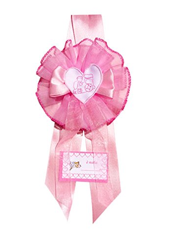 Fiocco Nascita Rosa Sopra culla Cuore Biberon con