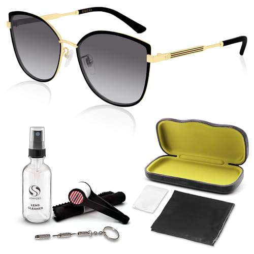 Gucci GG0589SK Designer Sunglasses: Elegant Cat-Eye Frame Eyewear with Premium eSHADES Kit - Epitome of Luxury and Style