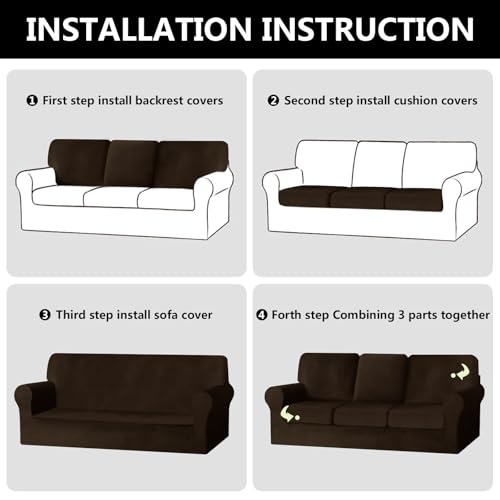 Housse canapé 3 places Ektorp extensible velours contre usure coussin