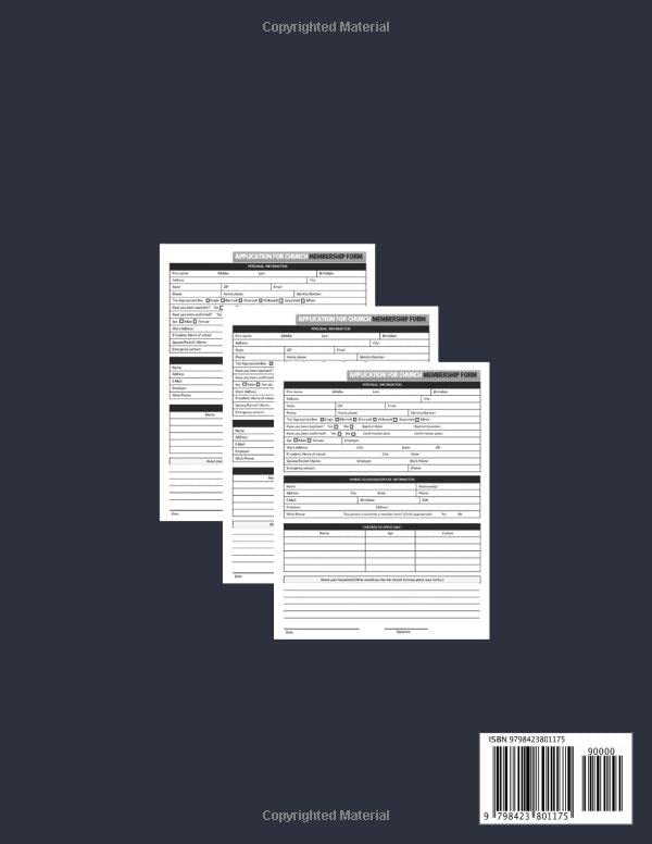 Miniatura 2 de Church Membership Application Form Book 75 Forms Application For Church Membership Form Book For Members