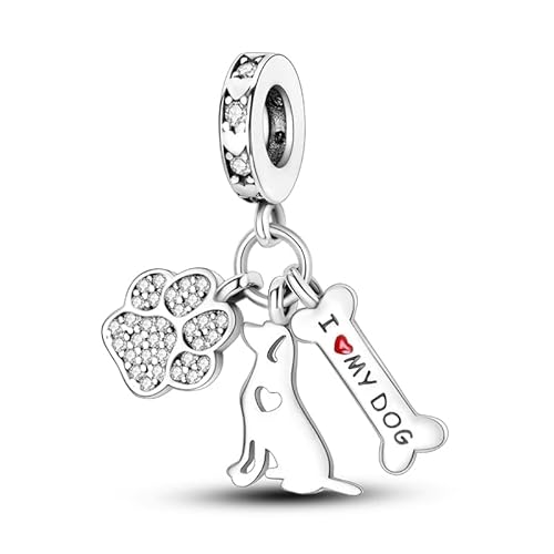 SOUTHPLUS Charms Anhänger Silber 925 Herz Tiere Charms Hund für Armbänder, Anhängerperlen, Anhängerketten, Schmuck, Geschenk für Frauen, Familie, Freunde (Silber Hunde)