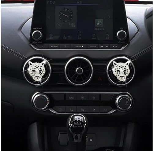 Image of 2Pcs Silver Bling Leopard Air Vent Clips, Crystal Leopard Car Air Fresheners and Diffusers, Rhinestone Car Decoration and Interior Accessories