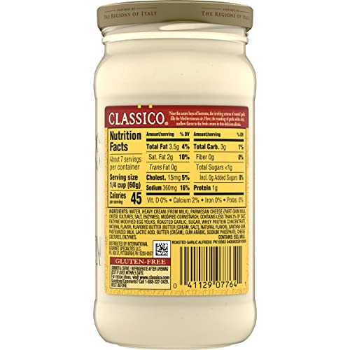 Image of Classico Roasted Garlic Alfredo Pasta Sauce (15 oz Jar) (Pack of 3)