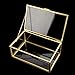 HighFree Vintage Glass Box with Lid - Clear Jewelry Glass Display Box Keepsake Box - Home Decor Decorative Box for Trinket Rings Bracelet (Gold, X-Small)