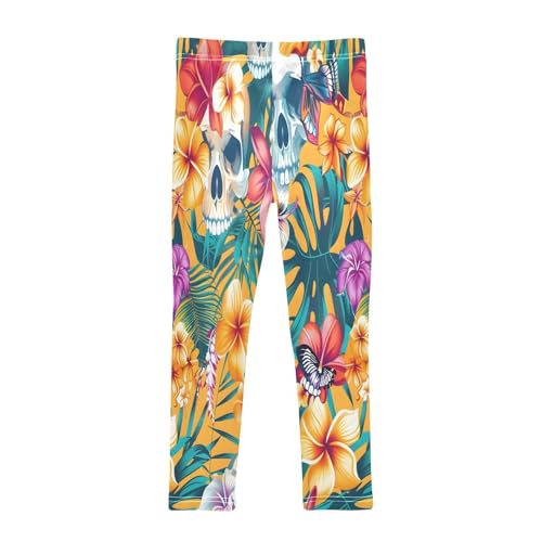Bolaz Toddler Girls Leggings Printed Yoga Pants Leggings Tropical Flowers and Skulls for Kids2