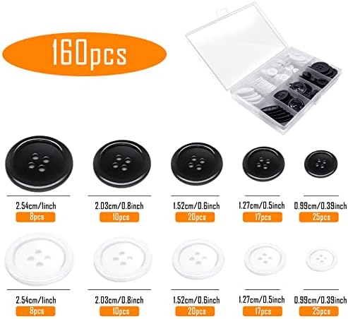 Buttons, 20mm 25mm Buttons for Baby Clothes Knitting Crafts Sewing Baby Cardigans Sewing Black White Assorted Buttons Holes for Baby Cardigans Knitting