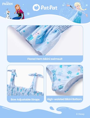 Image of Disney Elsa Princess Toddler Girls Two Piece Tankini Top and Bow Tie Bikini Bottom Beach Swimsuit Set