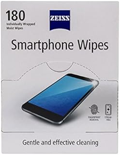 ZEISS Smartphone Wipes, Electronic Screen Cleaner for Digital Device Displays, Safe for Cleaning iPads, Laptops, Tablets, Kindles & more, Individually Packed Single Use Disposable Cloths - Pack of 180