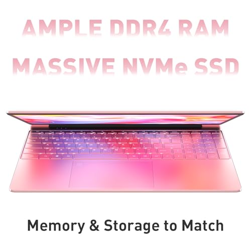 Image of Auusda Business Laptop Computer for Work, Notebook PC for College Students, 15.6 inch FHD Display, Up to 3.4GHz CPU, Backlit Keyboard, Fingerprint ID, Up to 10TB Storage, 16GB DDR4 RAM, 1TB NVMe, Pink
