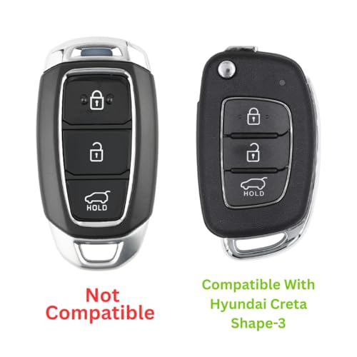 Image of NEODRIFT 'KeyShield' Car Key Cover Only Compatible with Hyundai Creta (Shape 3, 03 Buttons) (Durable, Stylish, and 360 Protection)
