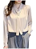 [エムズ ミミ] ボウタイブラウス 長袖 レディース ブラウス 春 春夏 秋 シャツ 長そで vネック ながそで ポリエステル 襟付き セクシー トップス カットソー オフィス ビジネス カジュアル 通勤 事務 じむ 事務服 仕事 しごと 仕事服 スーツ OL 夏 服 オケージョン きれいめ ゆったり 薄手 薄い 結婚式 婦人 ふじん 女性 女の子 ガールズ ガール カラー ベージュ サイズ M