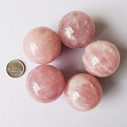 Manekieko 40mm Rose Quartz Healing Crystal Divination Sphere Sculpture Figurine Gemstone Ball,Feng Shui Chakra Aura Home Desk Decor Decorative Collection,With Wooden Stand - Image 3