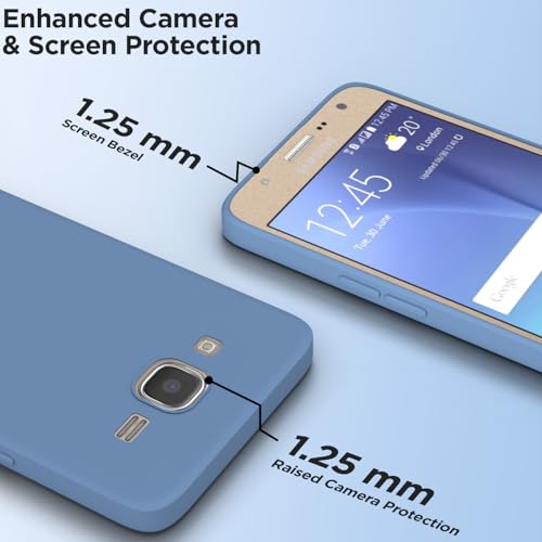Image of Outlouders Back Cover for Samsung Galaxy J7 2015 / J7 / J7 Nxt | Camera Protection | Durable Soft Matte Silicone Bumper Case (Aqua Blue)