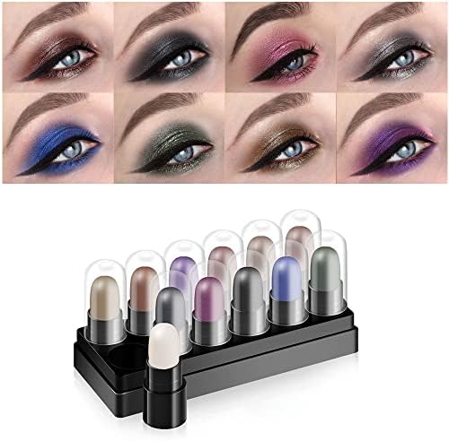 BINGBRUSH 12 Colors Glitter Gradient Eyeshadow Eye shadow Stick Pen Makeup Set, DNM Waterproof Shimmer Pink Eyeshadow Sticks Smoky Makeup Cosmetic (Bright color)